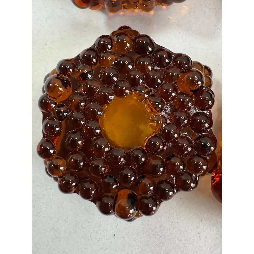 Amber Glass Star Votives Set of 4 Rustic Wedding Centerpiece Candle Holders